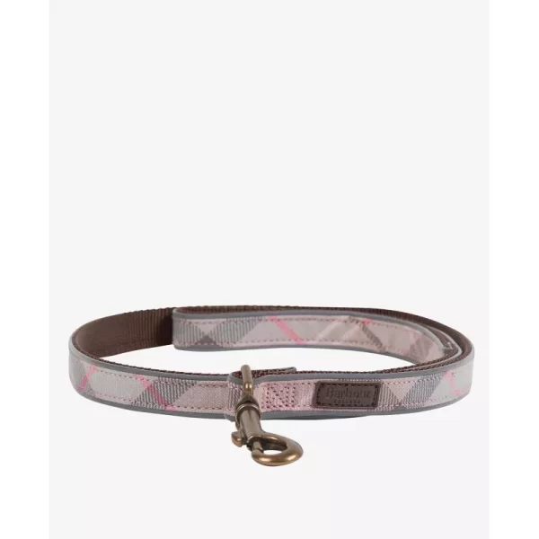 Barbour Reflective Dog Lead Taupe/Pink Tartan